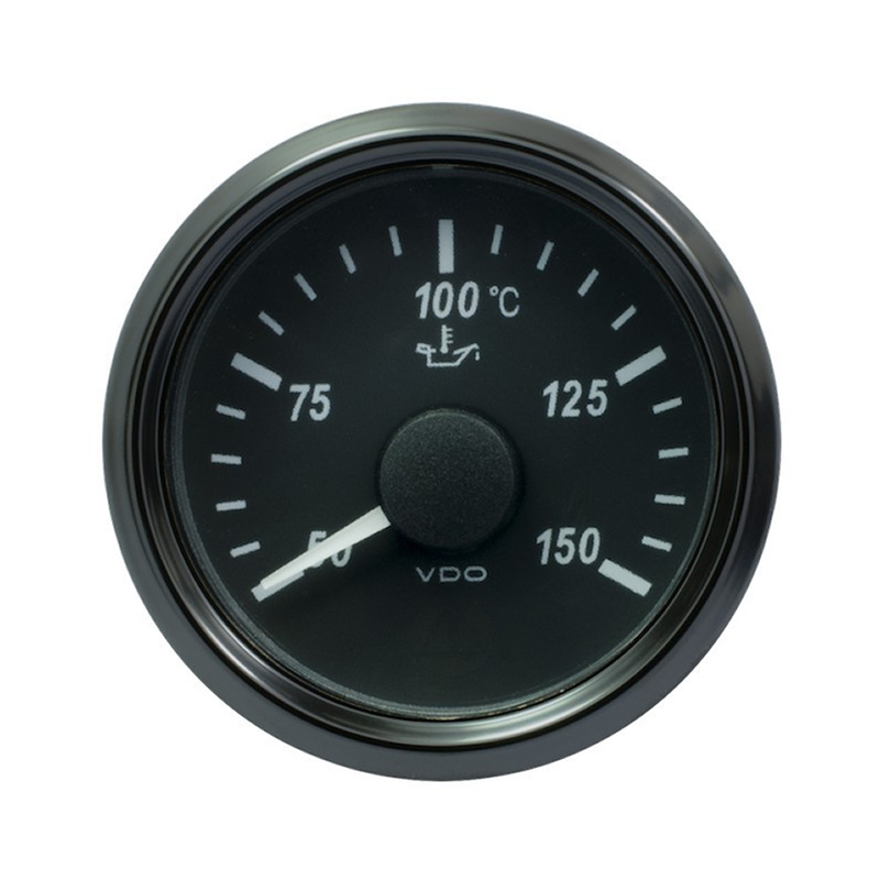 VDO SingleViu 2426 Engine Oil Temperature 150°C Black 52mm Amber Lighted w Red Pointer gauge